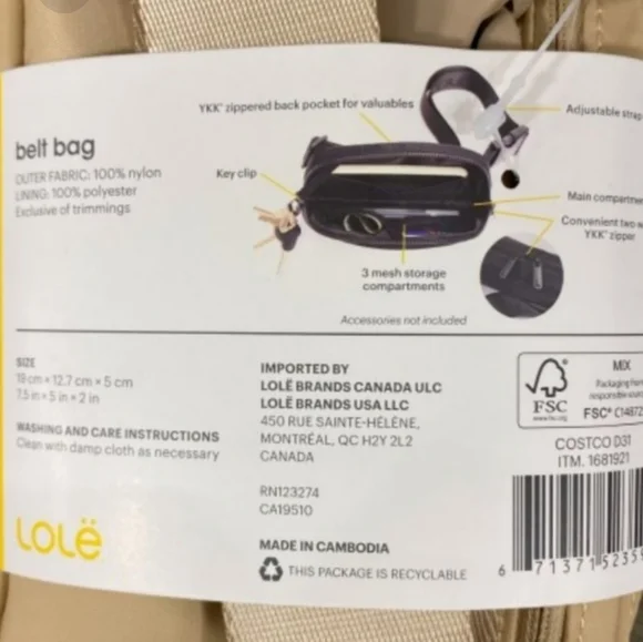 Lole Unisex Belt Bag new - Picture 2 of 7